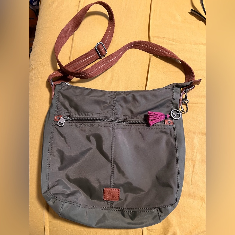 The Sak Olive and Brown Crossbody Bag